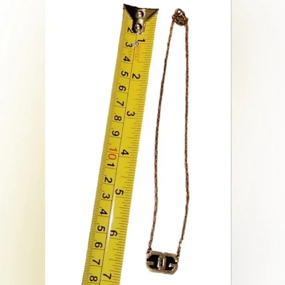 Vintage Givenchy 1977 Pendant Necklace Double G Gold/Black Choker Necklace - Picture 7 of 8